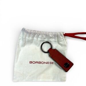 Borbonese keychain brand new leather keychain & authentic small dust bag